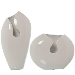 Ensemble de 2 Vases Alexandra House Living Blanc Céramique Brillant 23 x 24 x 42 cm (2 Pièces)