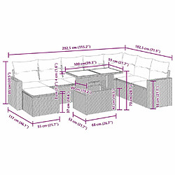 Acheter vidaXL Salon de jardin avec coussins 9 pcs beige résine tressée