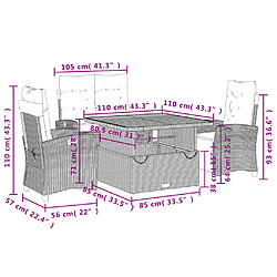 vidaXL Ensemble à manger de jardin coussins 4 pcs beige résine tressée pas cher
