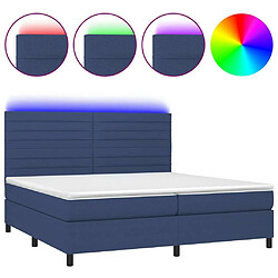 Sommier à lattes,Cadre à lattes de lit et matelas et LED pour Adulte Bleu 200x200 cm Tissu -MN45564