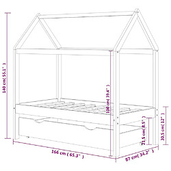 vidaXL Cadre de lit pour enfant et un tiroir bois pin massif 80x160 cm pas cher