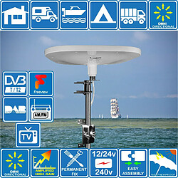 Antenne TNT TV HD Amplifiée Numérique omnidirectionnelle TRAVELAIR-II - Gain Haut 32dB pour Poids Lourd Camion Caravane Bateau Camping Car pas cher