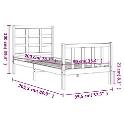 vidaXL Cadre de lit sans matelas 90x200 cm bois de pin massif pas cher