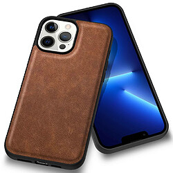 Coque en TPU + PU anti-rayures, anti-empreintes digitales, rétro pour votre iPhone 13 Pro Max 6.7 pouces - marron