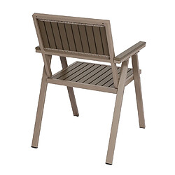 Mendler Set de 4 chaises de jardin + table de jardin HWC-J95, chaise table, revêtement Gastro Outdoor, alu aspect bois ~ champagne, gris pas cher