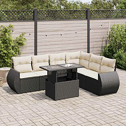 vidaXL Salon de jardin 7 pcs avec coussins noir résine tressée