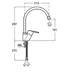 Mitigeur évier monotrou à bec tube mobile ADELE - ROCA - A5A8B87C00