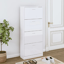 vidaXL Armoire à chaussure Blanc brillant 63x24x147 cm Bois ingénierie