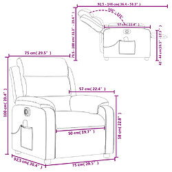 vidaXL Fauteuil inclinable de massage électrique crème tissu pas cher