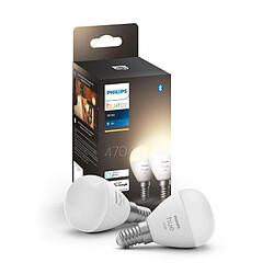 Philips Hue Pack 2 Ampoules LED Intelligentes E14 5.7W 470 lm P45 Hue White Blanc chaud 2700K Ledkia Pack 2 Ampoules LED Intelligentes E14 5.7W 470 lm P45 Hue White 2700K