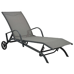 Helloshop26 Transat chaise longue bain de soleil lit de jardin terrasse meuble d'extérieur acier et textilène 02_0012241