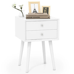 Helloshop26 Table de chevet avec 2 tiroirs table d'appoint pour salon chambre bureau 40 x 40 x 59,5 cm blanc 20_0004954