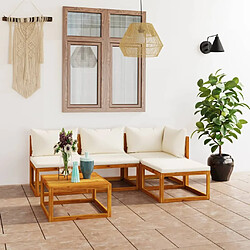 Maison Chic Salon de jardin 5 pcs - Table et chaises d'extérieur - Mobilier/Meubles de jardin Moderne avec coussin Crème Bois d'acacia solide -MN48038