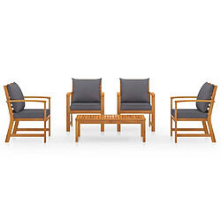 Avis Maison Chic Salon de jardin 5 pcs - Table et chaises d'extérieur - Mobilier/Meubles de jardin Moderne avec coussin Bois d'acacia solide -MN13331