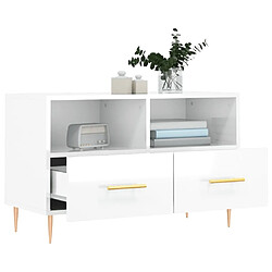 Acheter Maison Chic Meuble TV scandinave - Banc TV pour salon Blanc brillant 80x36x50 cm Bois d'ingénierie -MN29937