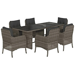 Maison Chic Ensemble à manger d'extérieur 7 pcs avec coussins,Salon de jardin,Mobilier de jardin gris rotin -GKD766058