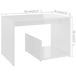 vidaXL Table d'appoint Blanc brillant 59x36x38 cm Aggloméré pas cher