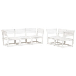 vidaXL Salon de jardin 5 pcs blanc bois massif de pin