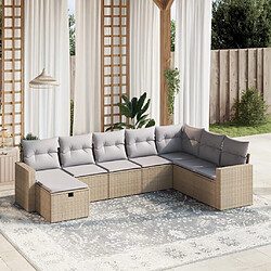 Maison Chic Ensemble à manger d'extérieur 8 pcs avec coussins,Salon de jardin,Mobilier de jardin mélange beige résine tressée -GKD531988