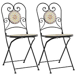 vidaXL Chaises de bistro pliables lot de 2 terre cuite blanc céramique