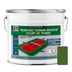 PRO COM Peinture tennis, peinture terrain de sport, rénovation et protection de terrain sportif PROCOM-10 litres-Vert tennis (RAL 130 40 30)