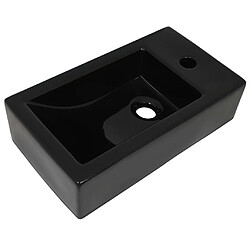 vidaXL Vasque avec trou de robinet Céramique Noir 46 x 25,5 x 12 cm