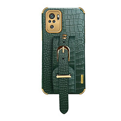 Coque en TPU + PU Hybride de texture de crocodile de conception électrolytique 6D vert pour votre Xiaomi Redmi Note 10 4G/Note 10S