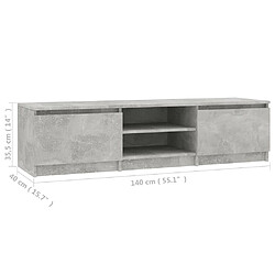 vidaXL Meuble TV Gris béton 140x40x35,5 cm Bois d'ingénierie pas cher