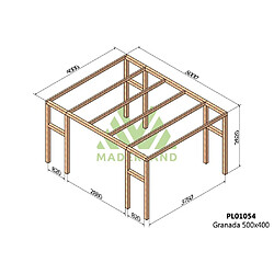 Maderland Pergola en bois lamellé-collé Granada 500 x 400 cm