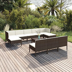 Maison Chic Salon de jardin 11pcs + coussins - Mobilier/Meubles de jardin - Table et chaises d'extérieur Résine tressée Marron -MN91226