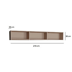 Inside 75 Surmeuble 3 niches de rangements pour lit escamotable horizontal 160 x 200 cm Hauteur 36 cm finition taupe mat