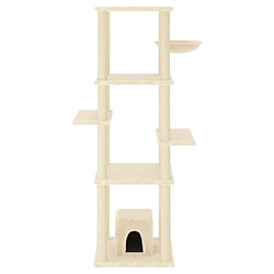 Helloshop26 Arbre à chat meuble tour grimper jouet grattage grattoir escalade plateforme avec griffoirs en sisal 154 cm crème 02_0022488