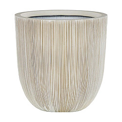 Beliani Cache-pot rond beige et blanc 31 x 31 x 33 cm CHIOS