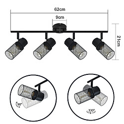 NETTLIFE 4 spots de plafond vintage métal noir E27 orientables à 330° pour salon chambre cuisine d'enfant sans ampoule pas cher