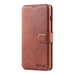 Wewoo Housse Étui Coque Pour Galaxy S10e AZNS Texture du mollet Etui en cuir avec rabat horizontal magnétique PU support et fentes cartes et cadre photo Marron