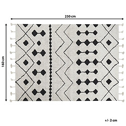 Beliani Tapis en coton blanc et noir 160 x 230 cm KHEMISSET