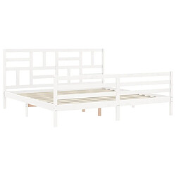 Maison Chic Lit adulte - Cadre Structure de lit avec tête de lit Contemporain blanc 200x200 cm bois massif -MN65779 pas cher