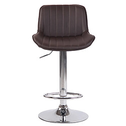 Decoshop26 Tabouret de bar chaise haute x1 en PVC marron coutures verticales support en métal chromé 10_0005093