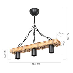 Helloshop26 Lustre lampe lumière suspendu suspension hemel en métal bois corde de jute hauteur 47 cm 3 x E27 03_0007494