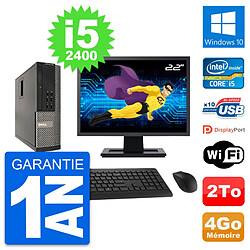 PC Dell 990 SFF Ecran 22" Intel i5-2400 RAM 4Go Disque Dur 2To Windows 10 Wifi - Occasion