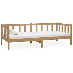 vidaXL Lit de jour sans matelas marron miel bois pin massif 90x200 cm