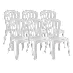 Pegane Lot de 6 chaises de jardin empilables en résine coloris blanc - Longueur 52 x Profondeur 52 x Hauteur 88 cm