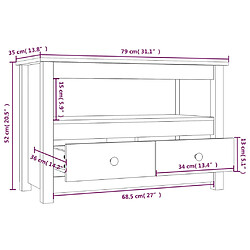 vidaXL Meuble TV Blanc 79x35x52 cm Bois de pin massif pas cher