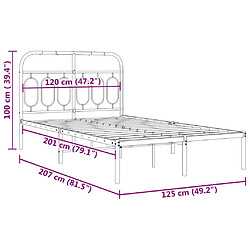 Vidaxl Cadre de lit métal avec tête de lit noir 120x200 cm pas cher