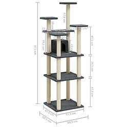 vidaXL Arbre à chat avec griffoirs en sisal Gris foncé 171 cm pas cher