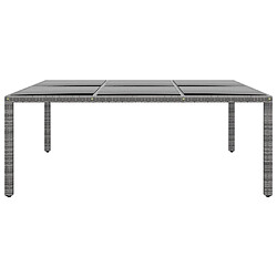 vidaXL Table de jardin 200x150x75 cm Verre trempé/résine tressée Gris