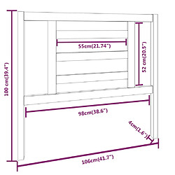 vidaXL Tête de lit Marron miel 106x4x100 cm Bois massif de pin pas cher