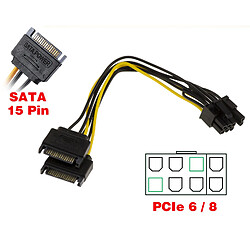 Kalea-Informatique Cordon Adaptateur PCIe 6 8 vers 2x SATA 15 points Fiche PCIe des cartes graphiques Fiche PCIe des cartes graphiques