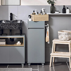 SoBuy BZR159-DG Armoire à Linge Meuble Bas de Salle de Bain Corbeille à Linge Meuble de Rangement avec 4 Petits Compartiments Ouverts et 1 Panier à Linge Amovible, Gris, 35x30x90 cm