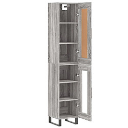 Avis vidaXL Buffet haut Sonoma gris 34,5x34x180 cm Bois d'ingénierie